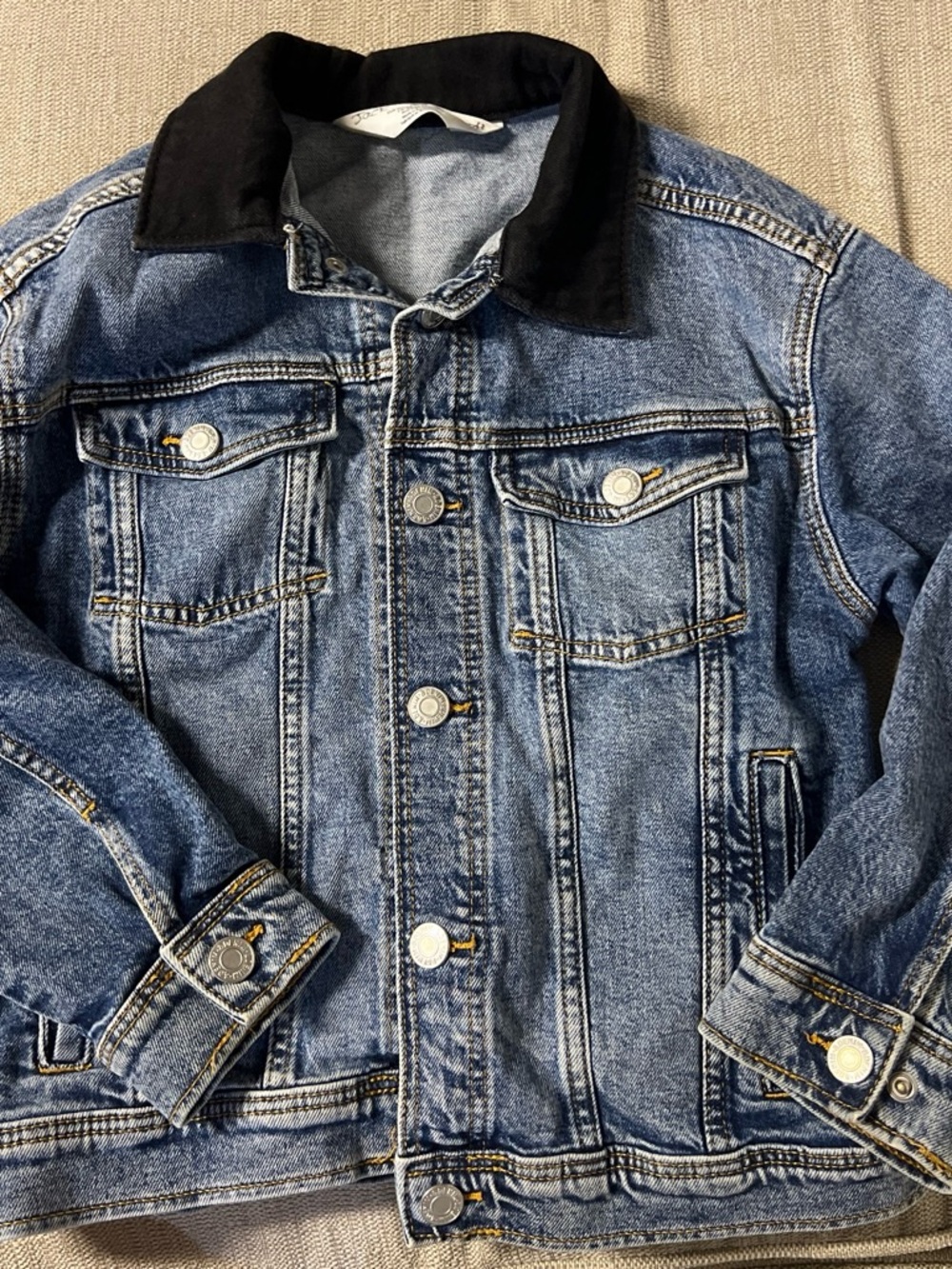H&M Kids Denim Jacket with Black Corduroy Collar - EUC